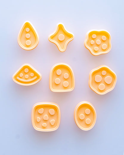 Abstract Dot & Chip Imprint Clay Cutter Set – Full Set (8 Designs)