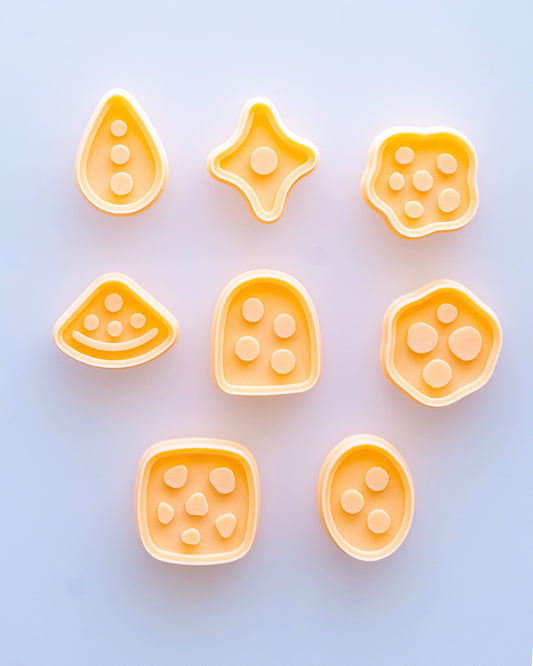 Abstract Dot & Chip Imprint Clay Cutter Set – Full Set (8 Designs)