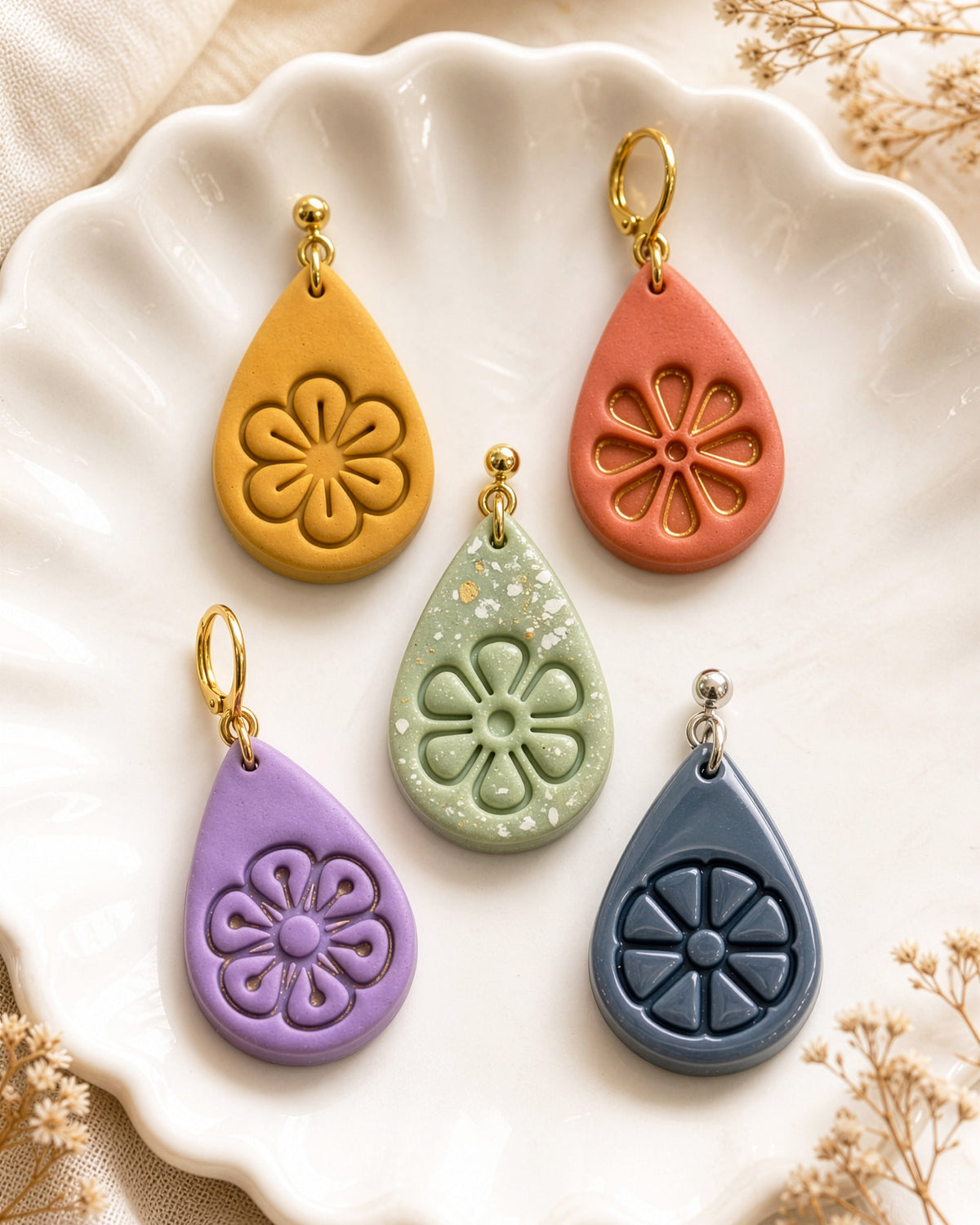 Blossom Drop Imprint Clay Cutter Set – Finished Result