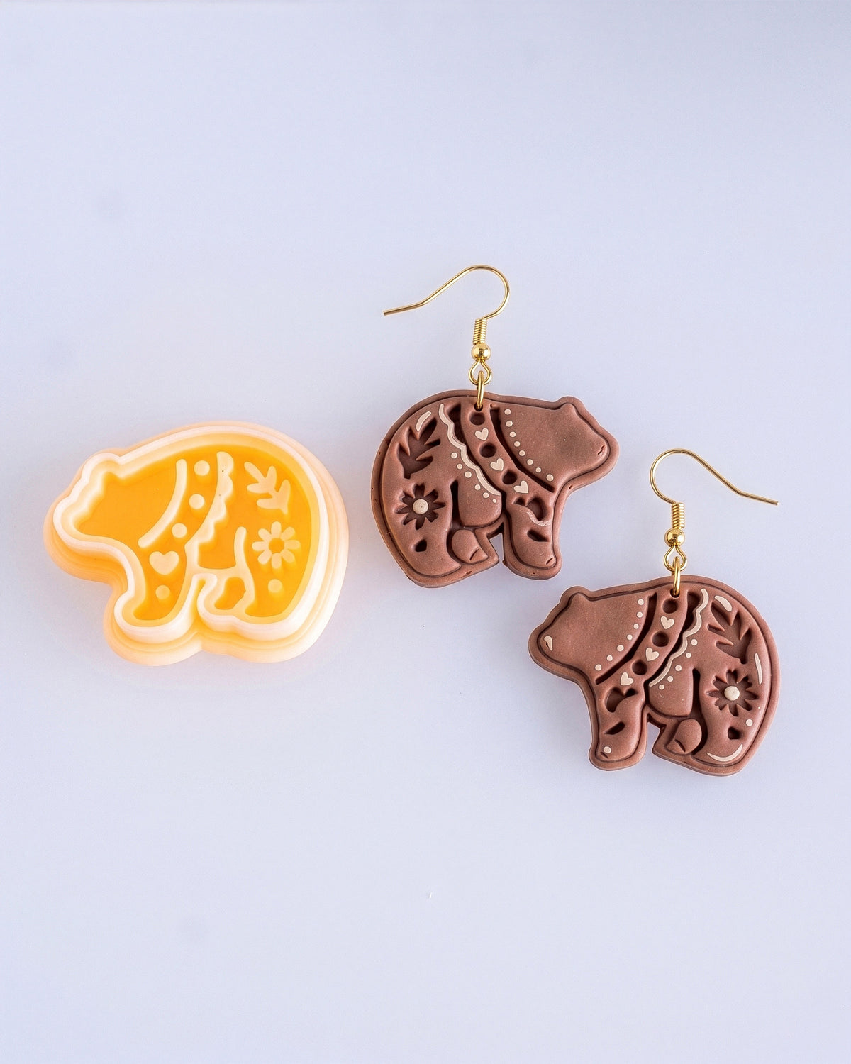Scandi Folk Bear Imprint Clay Cutter – Mirrored Pair