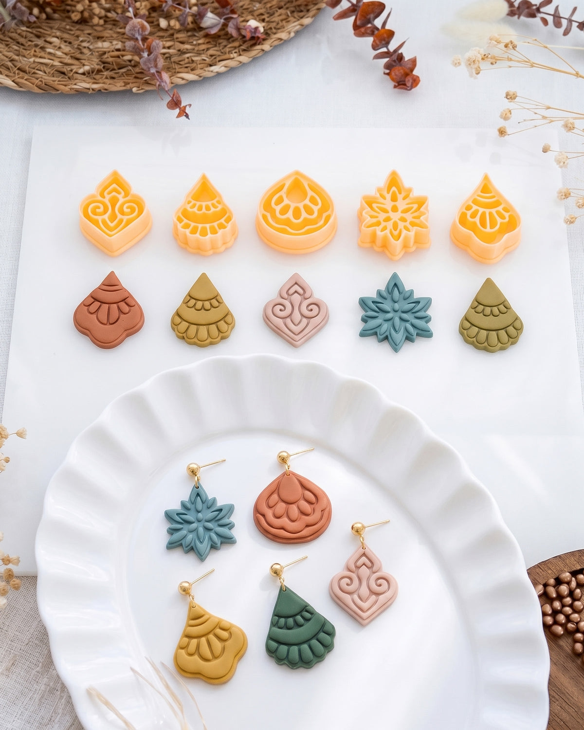 Boho Floral Imprint Clay Cutter Set – Full Set