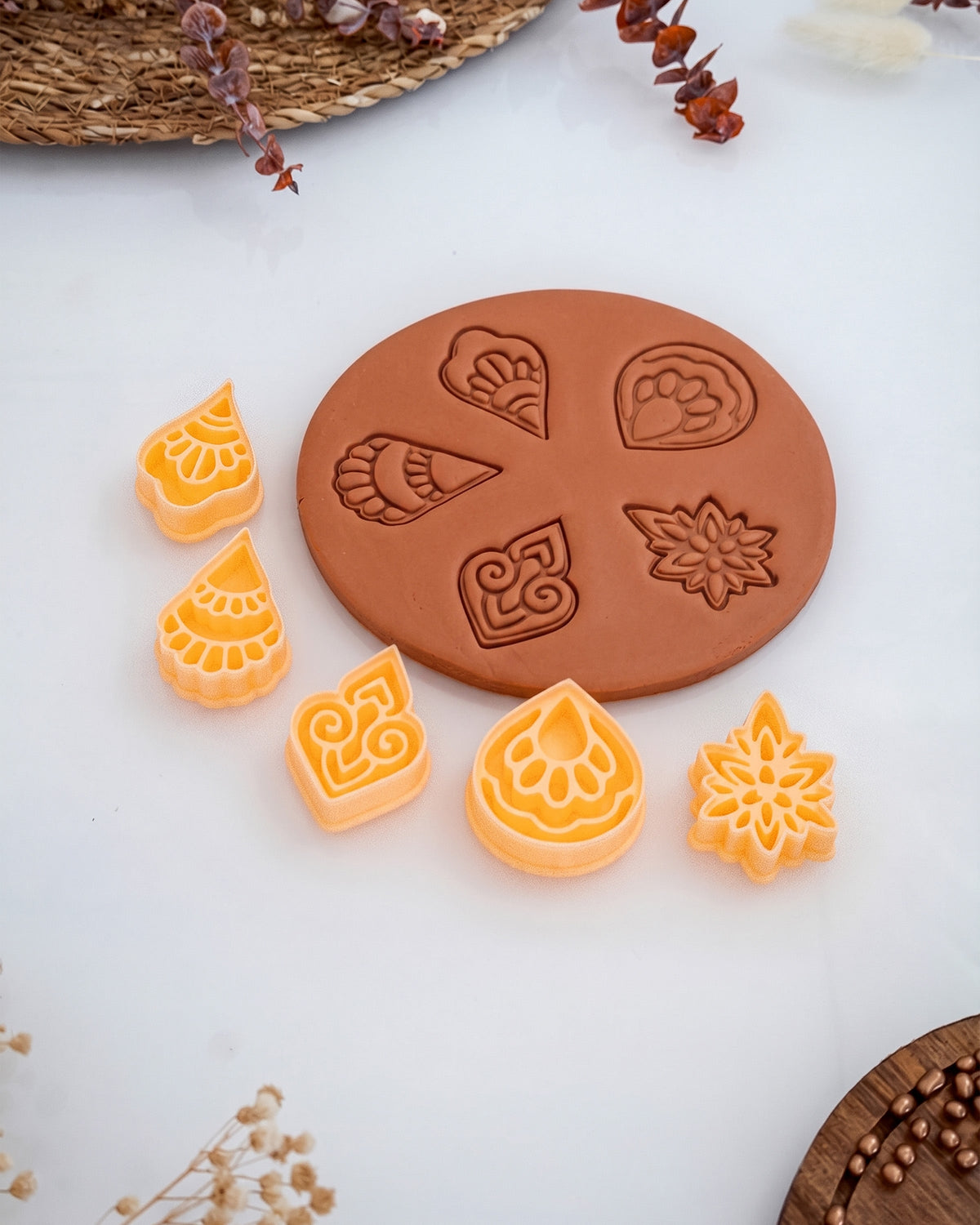 Boho Floral Imprint Clay Cutter Set – Process