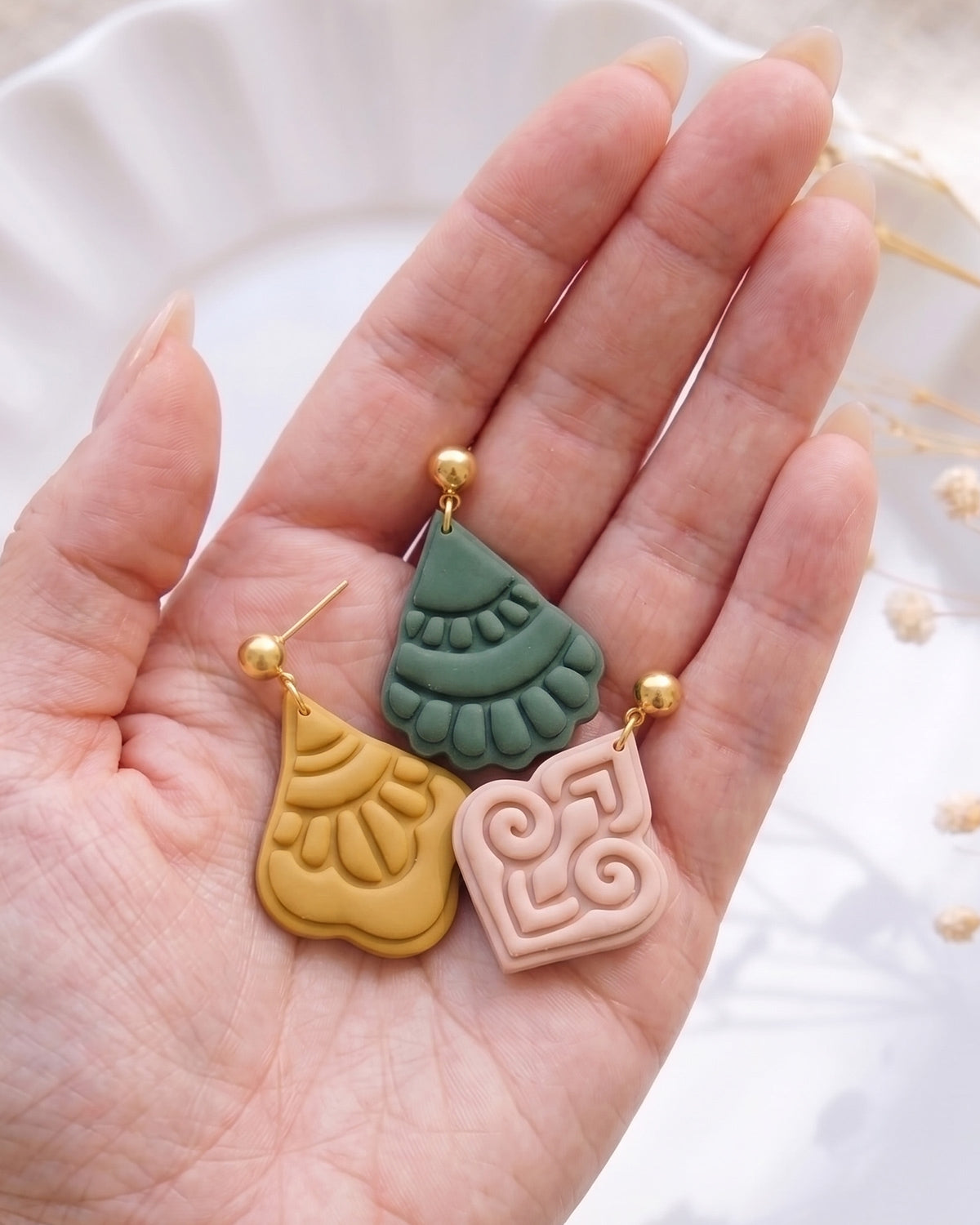 Boho Floral Imprint Clay Cutter Set – Hand Scale
