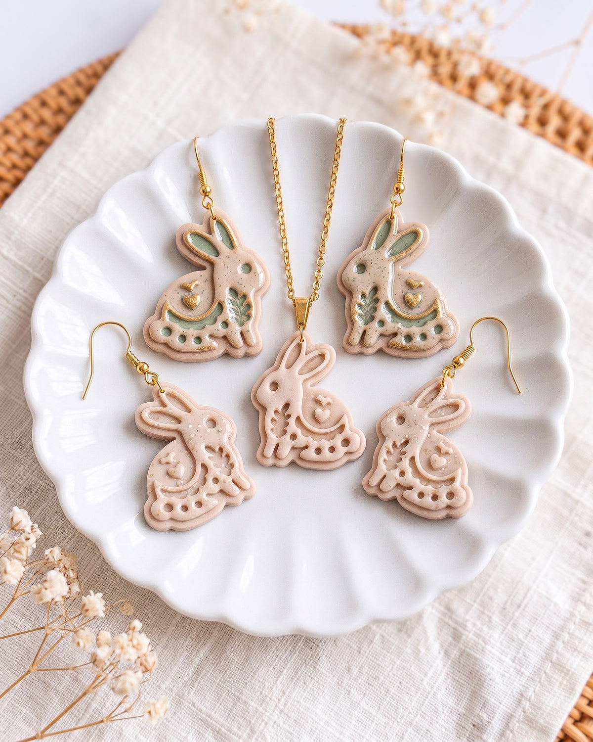 Scandi Folk Bunny Imprint Clay Cutter – Finished Result