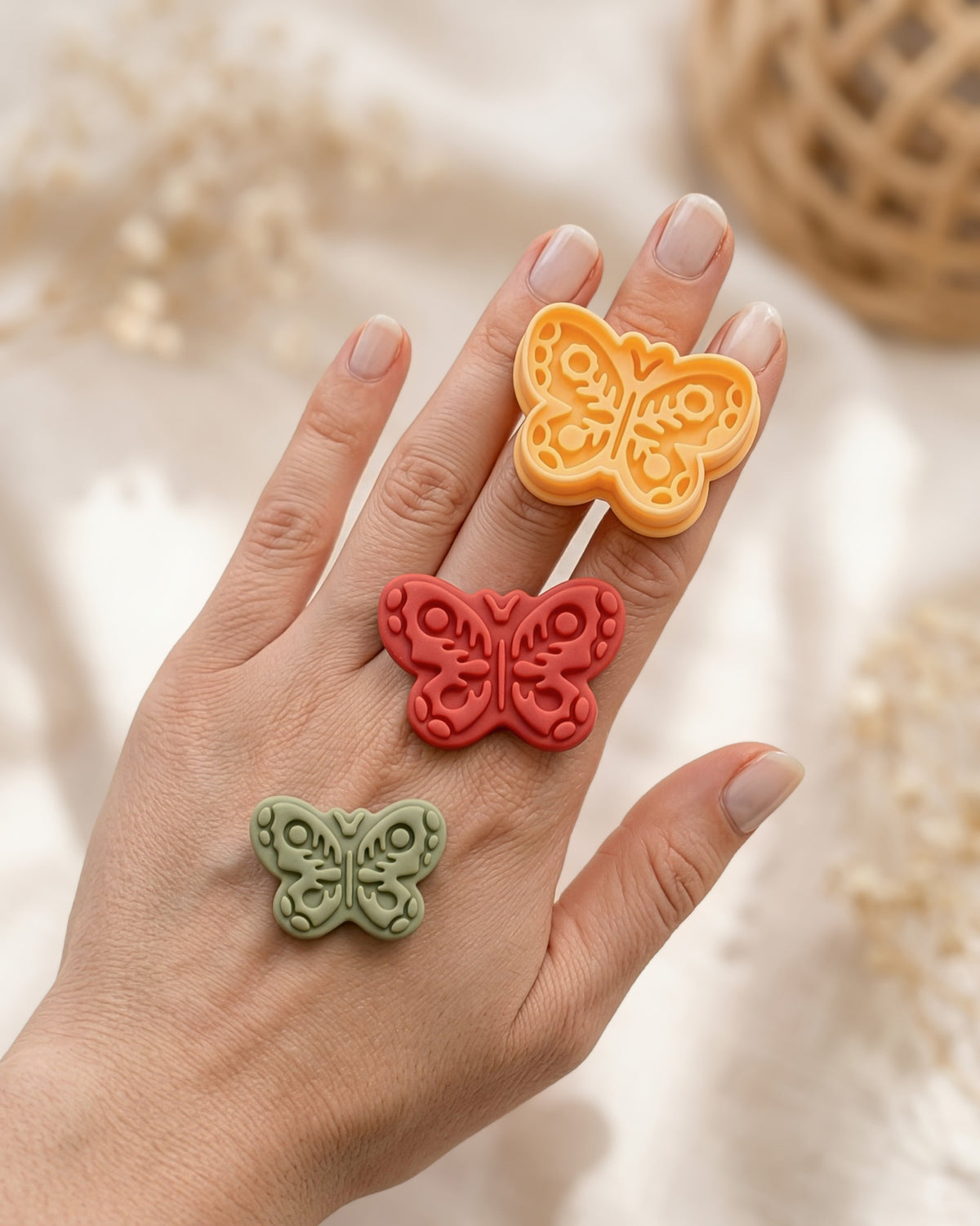 Scandi Folk Butterfly Imprint Clay Cutter – Hand Scale