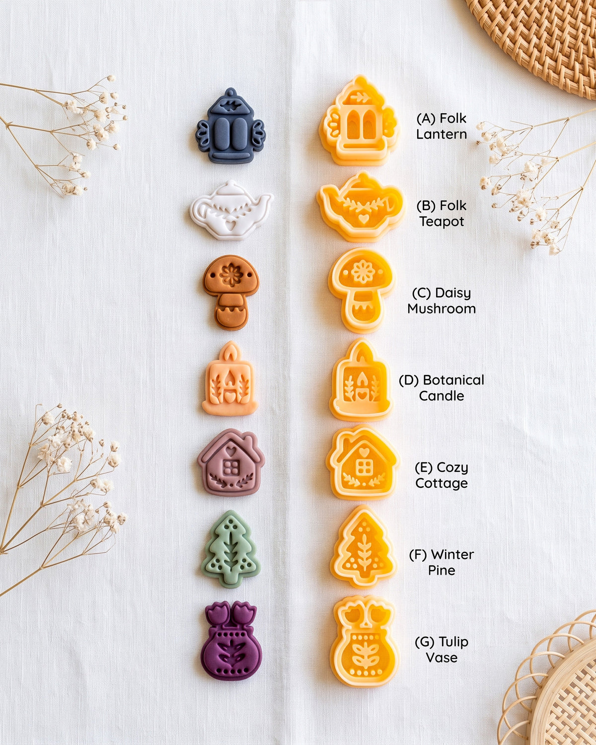 Cozy Home & Winter Symbols Imprint Clay Cutter Set – Collection
