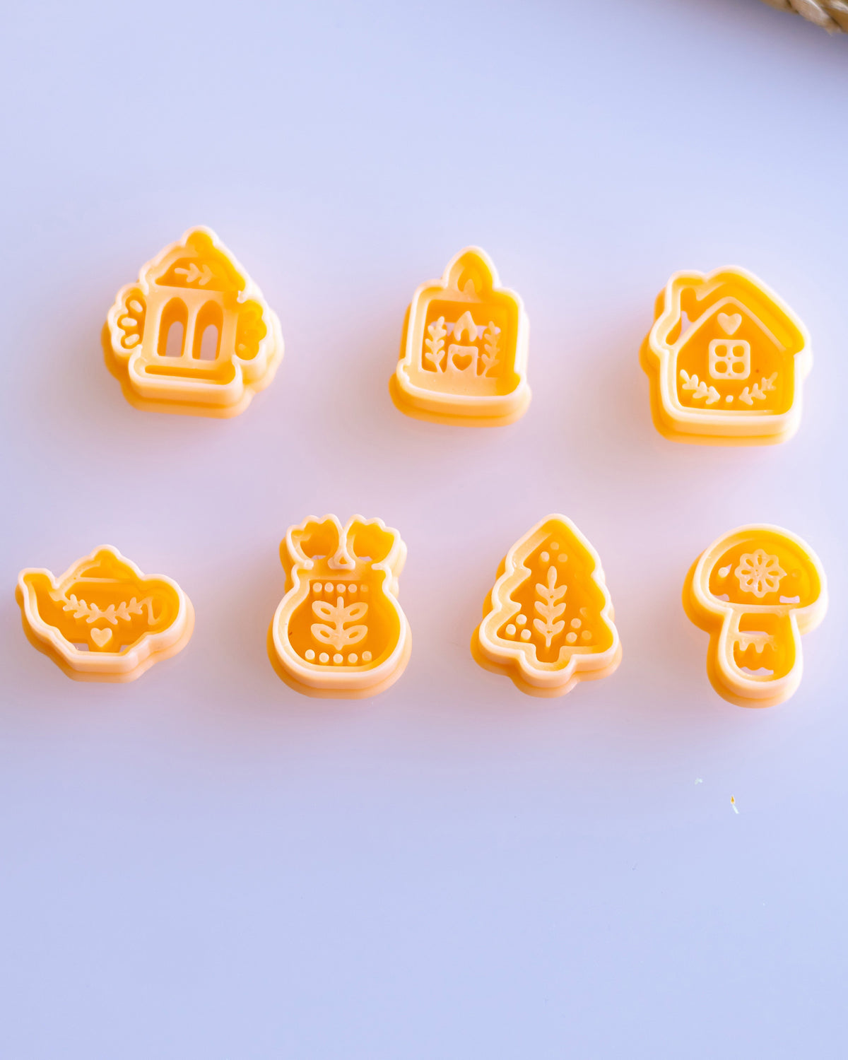 Cozy Home & Winter Symbols Imprint Clay Cutter Set – Full Set (7 Designs)