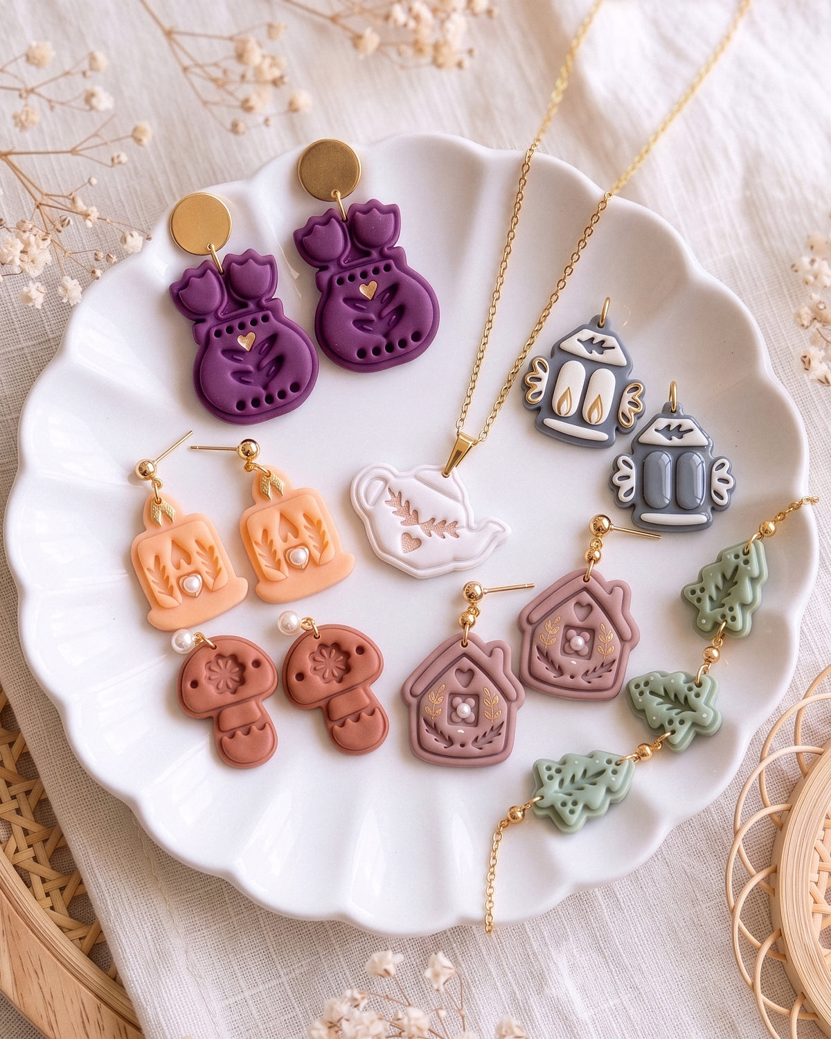 Cozy Home & Winter Symbols Imprint Clay Cutter Set – Finished Result