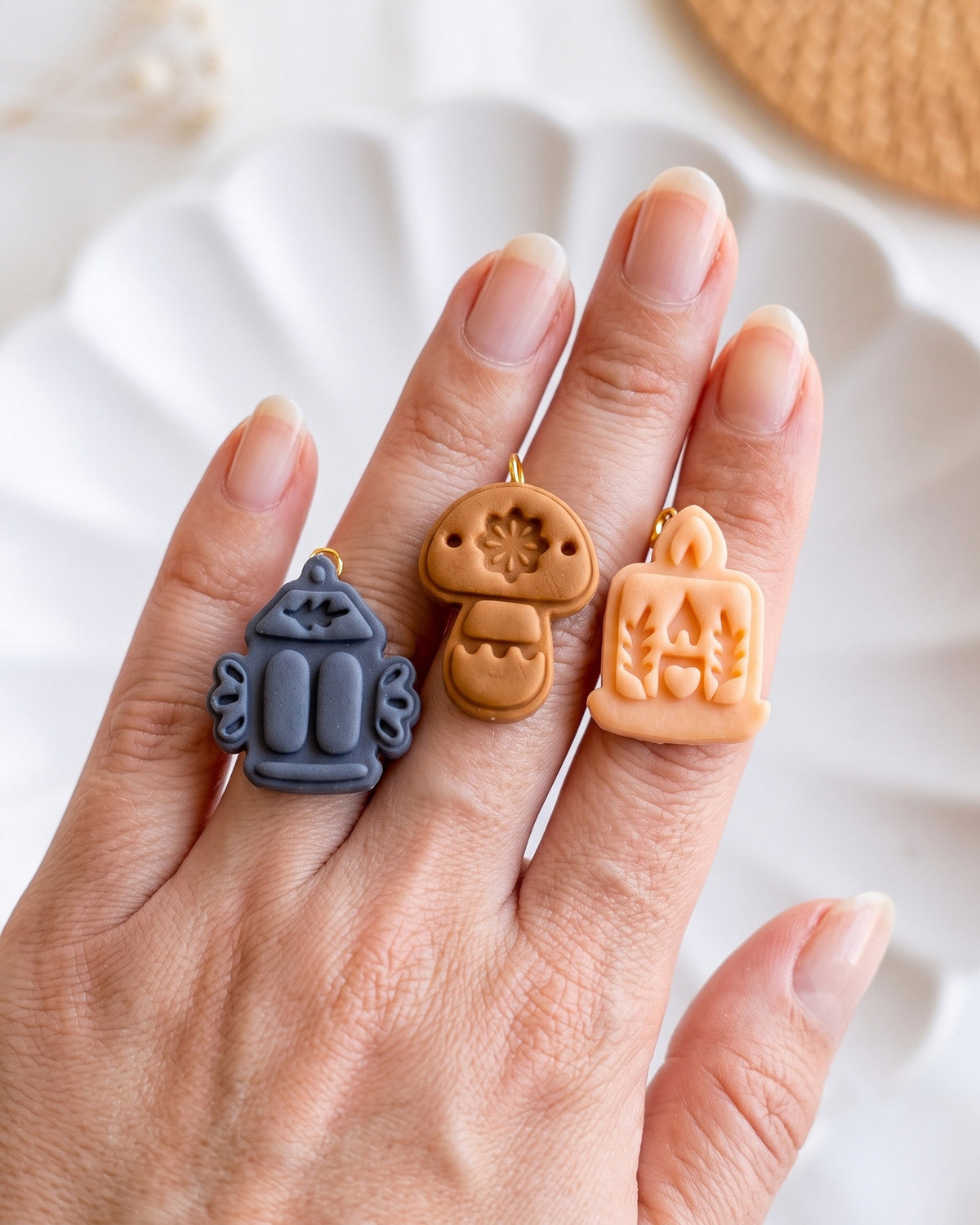 Cozy Home & Winter Symbols Imprint Clay Cutter Set – Hand Scale