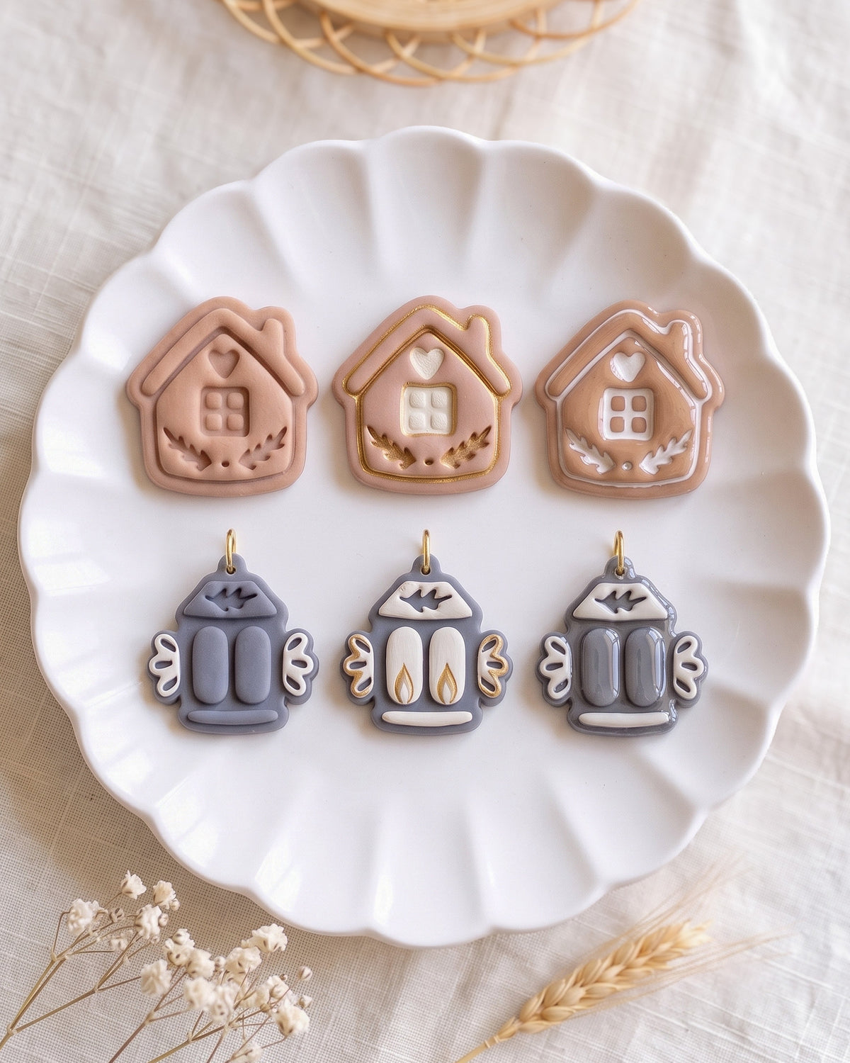 Cozy Home & Winter Symbols Imprint Clay Cutter Set – Finished Result