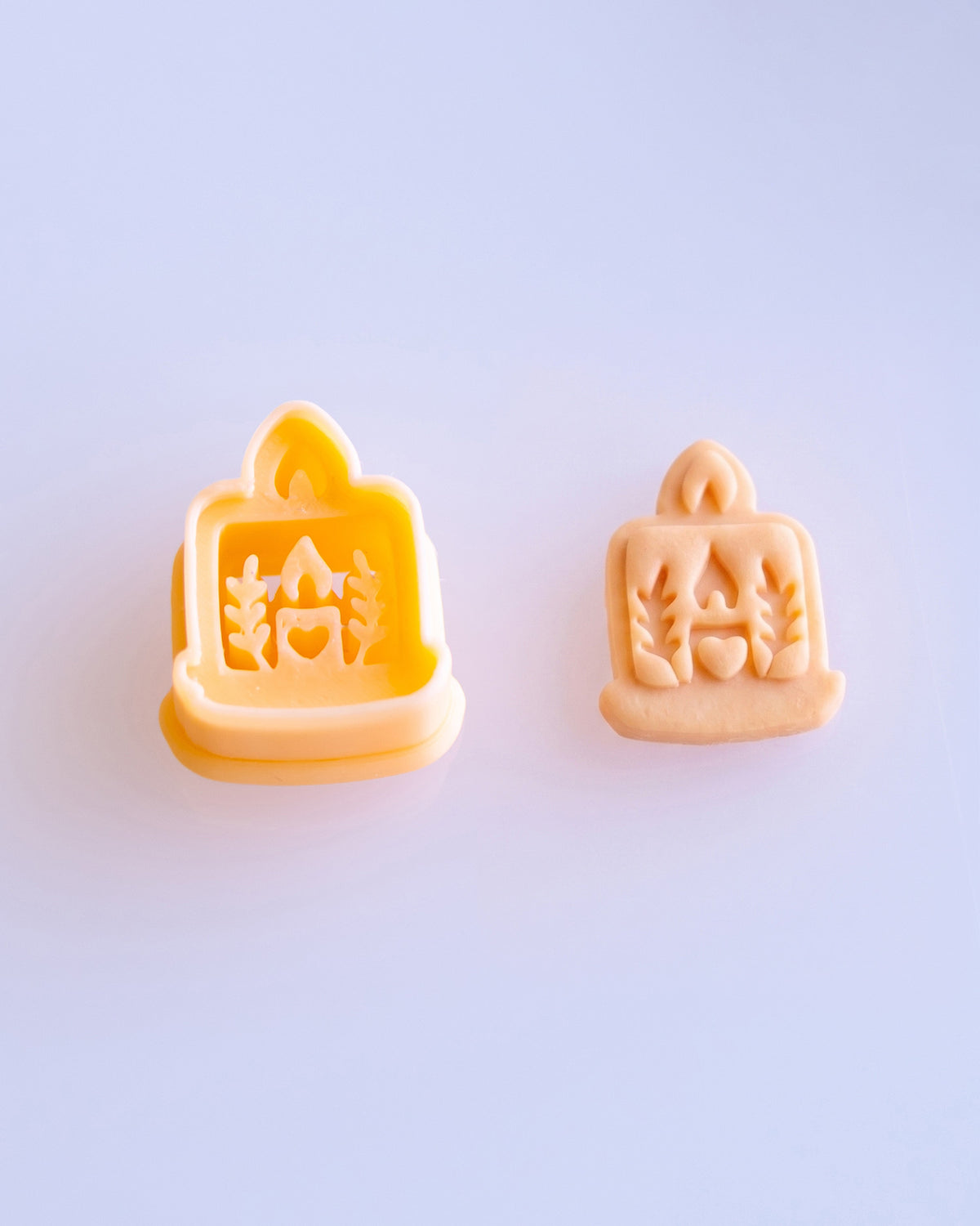 Cozy Home & Winter Symbols Imprint Clay Cutter Set – (D) Botanical Candle