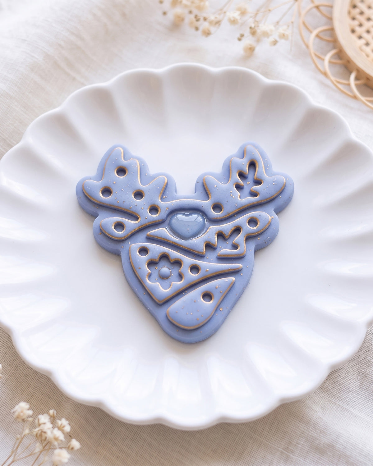 Scandi Folk Deer Antlers Imprint Clay Cutter – Detail