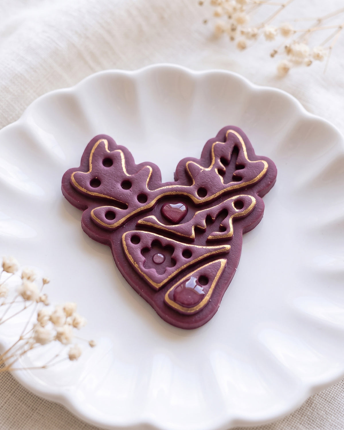 Scandi Folk Deer Antlers Imprint Clay Cutter – Detail