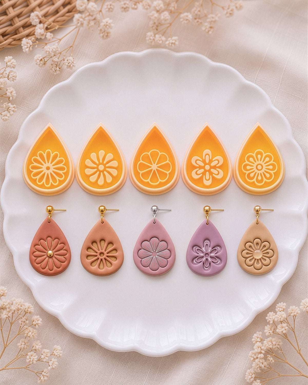 Daisy Drop Floral Imprint Clay Cutter Set – Full Set (5 Designs)