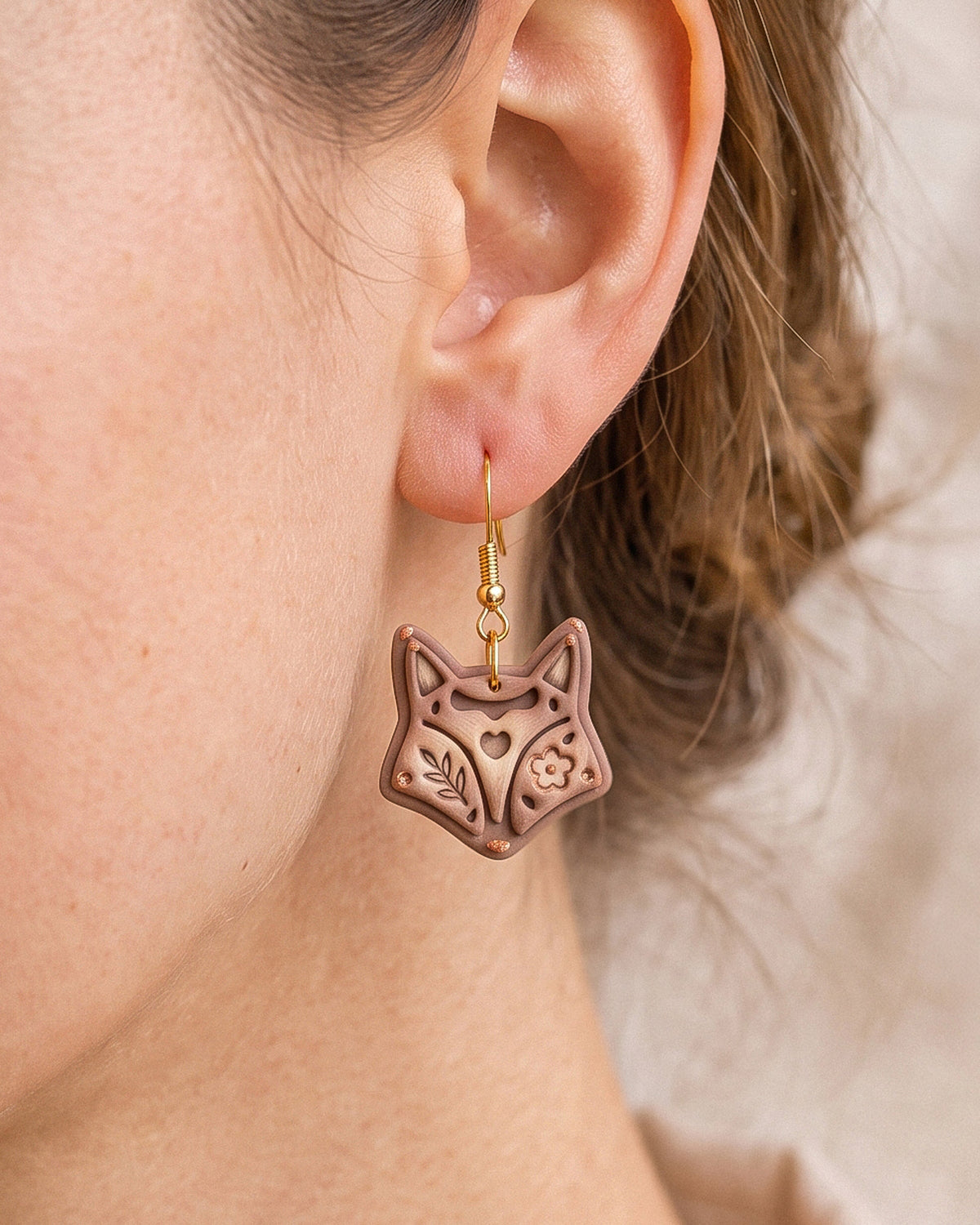 Scandi Folk Fox Head Imprint Clay Cutter – Wear Shot