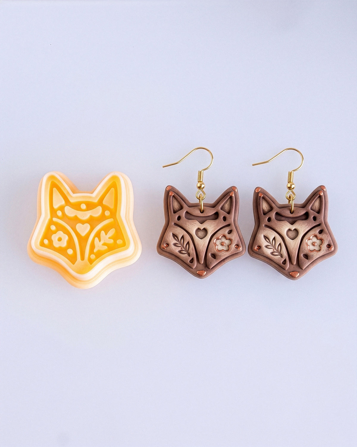 Scandi Folk Fox Head Imprint Clay Cutter – Finished Result