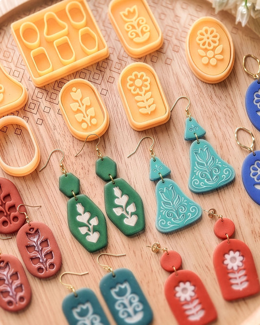 Scandi Folk Flower Imprint Clay Cutter Set – Hero