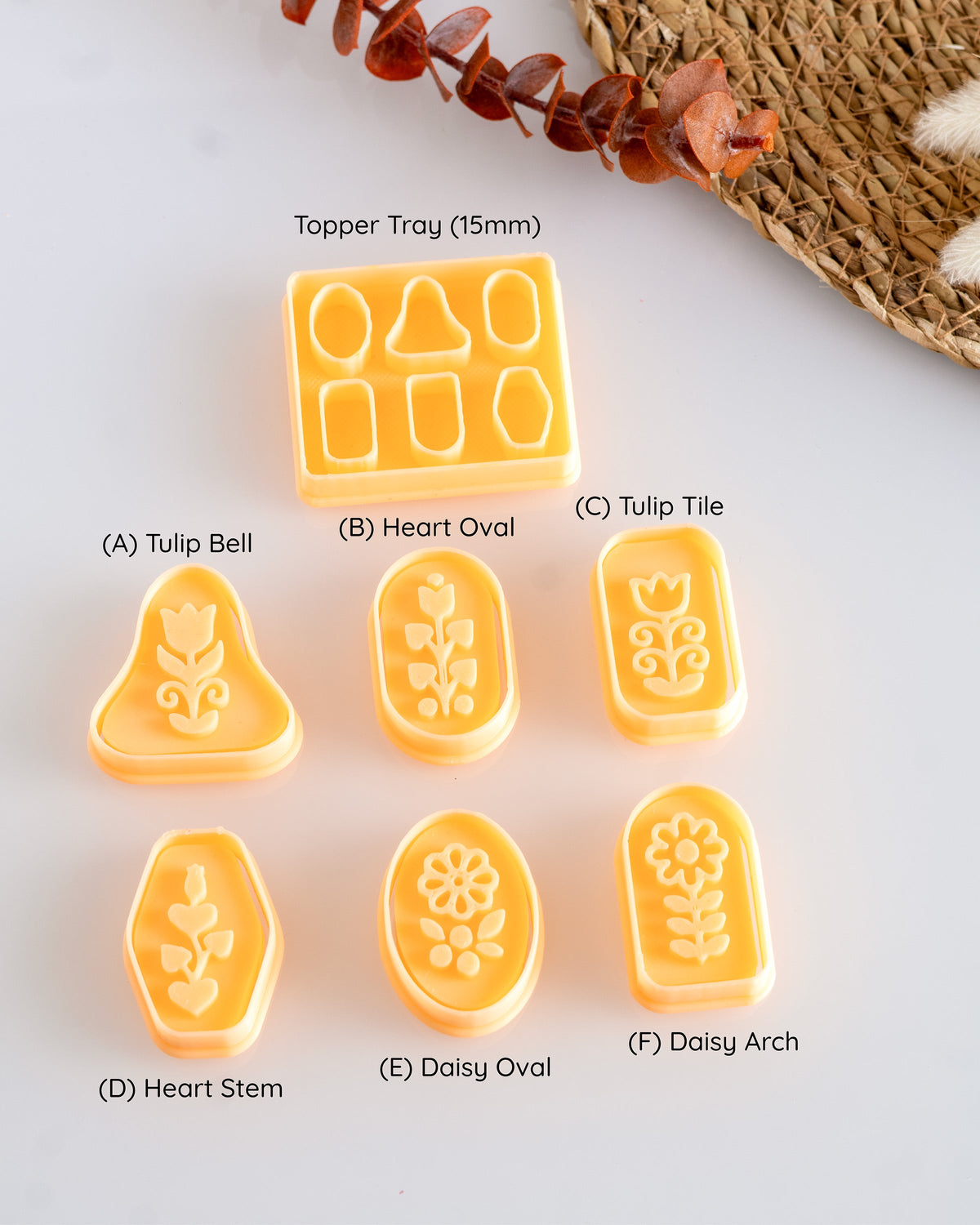 Scandi Folk Flower Imprint Clay Cutter Set – Full Set + Topper