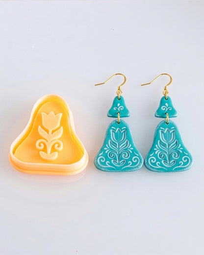 Scandi Folk Flower Imprint Clay Cutter Set