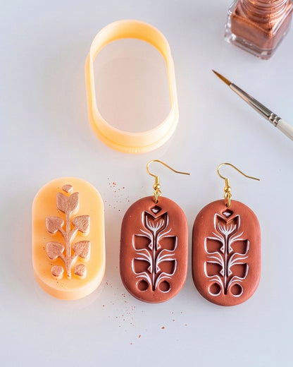 Scandi Folk Flower Imprint Clay Cutter Set