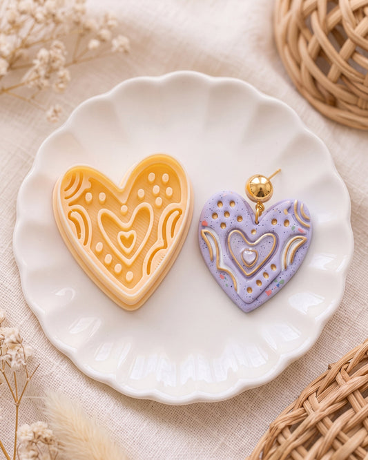 Boho Folk Heart Imprint Clay Cutter – Hero