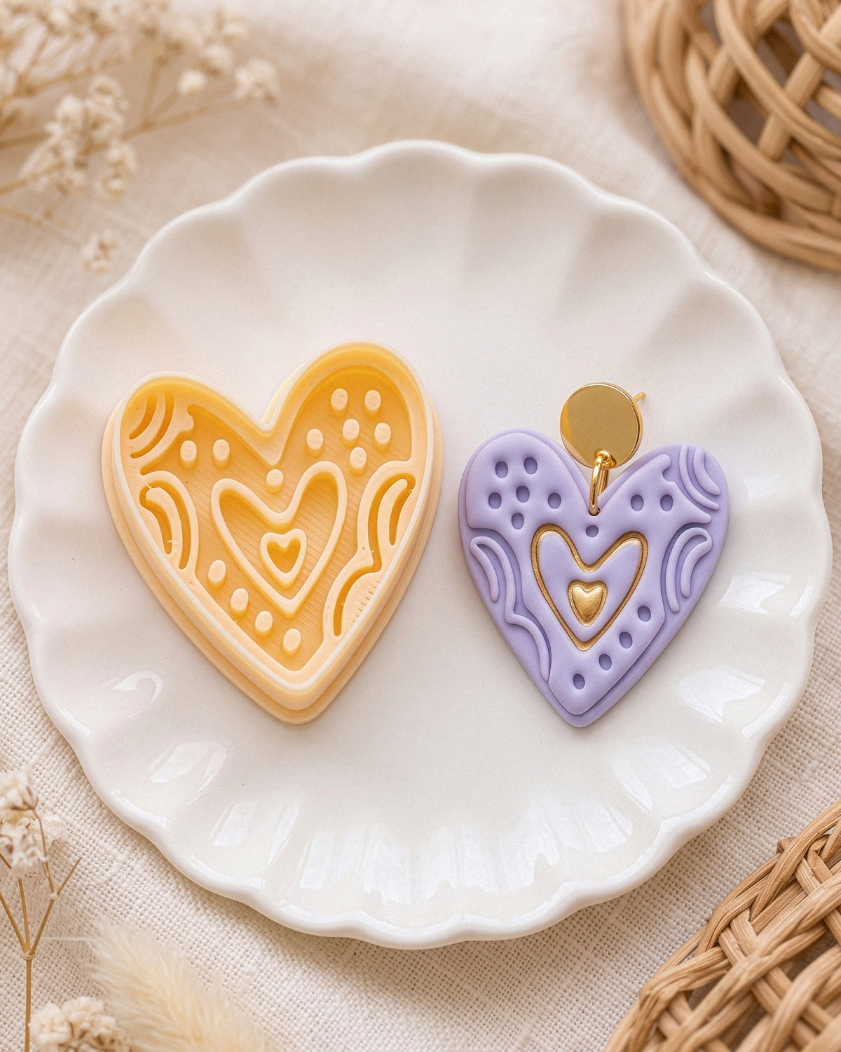 Boho Folk Heart Imprint Clay Cutter – Process