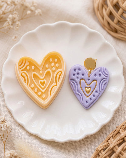 Boho Folk Heart Imprint Clay Cutter – Process