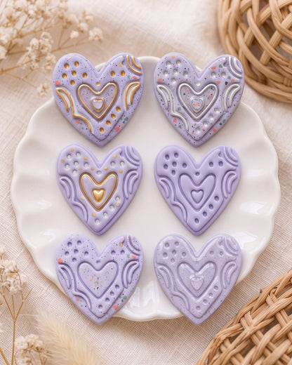 Boho Folk Heart Imprint Clay Cutter – Finished Result