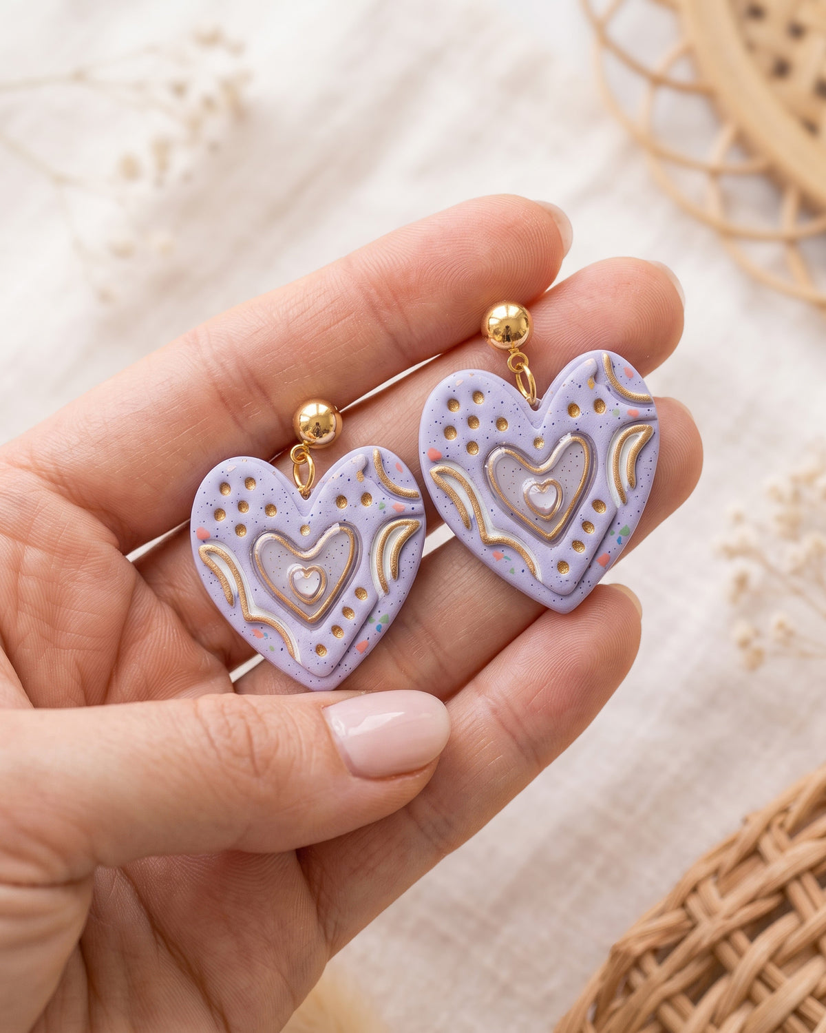 Boho Folk Heart Imprint Clay Cutter – Hand Scale