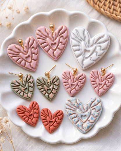 Boho Botanical Heart Imprint Clay Cutter – Finished Result