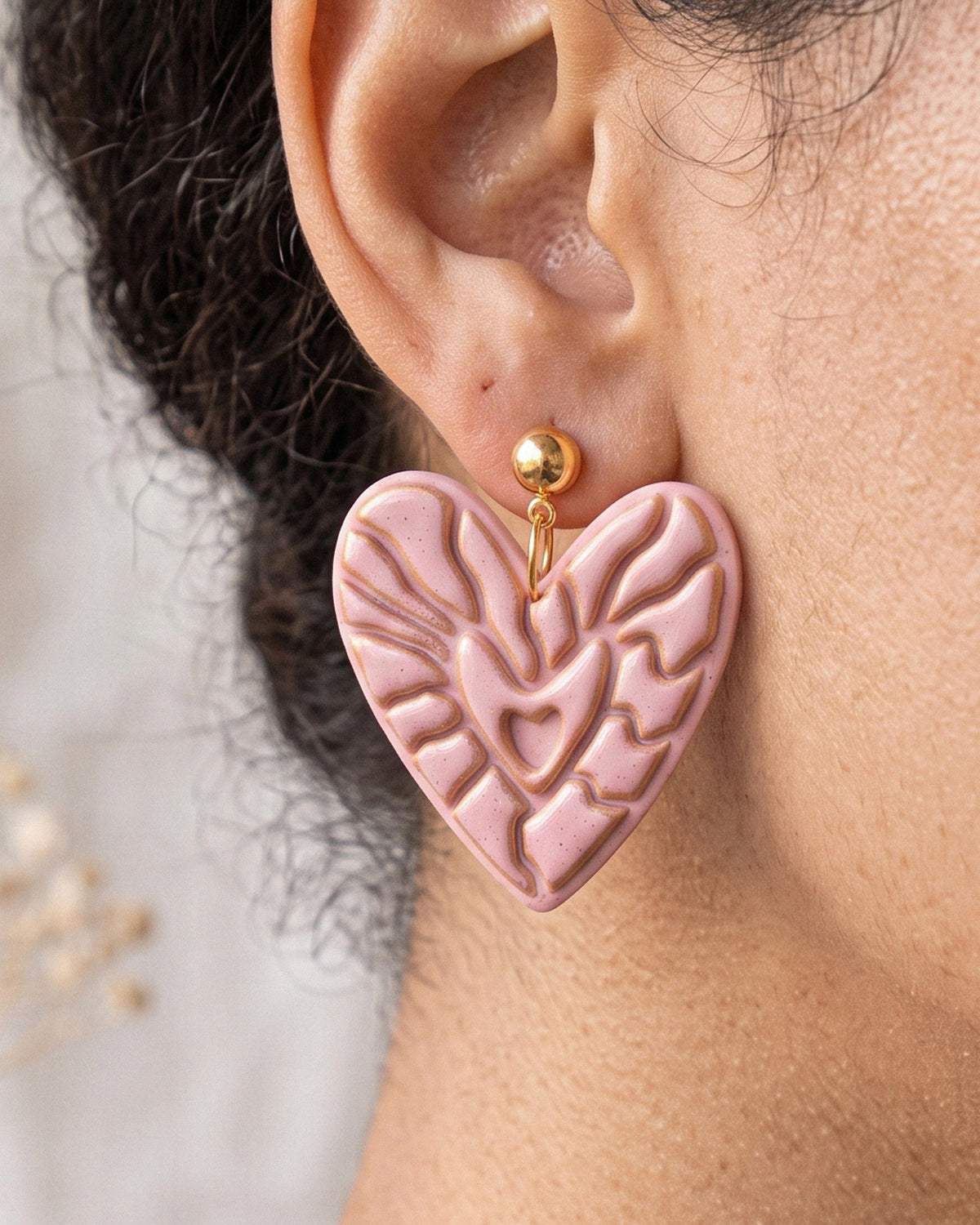 Boho Botanical Heart Imprint Clay Cutter – Wear Shot