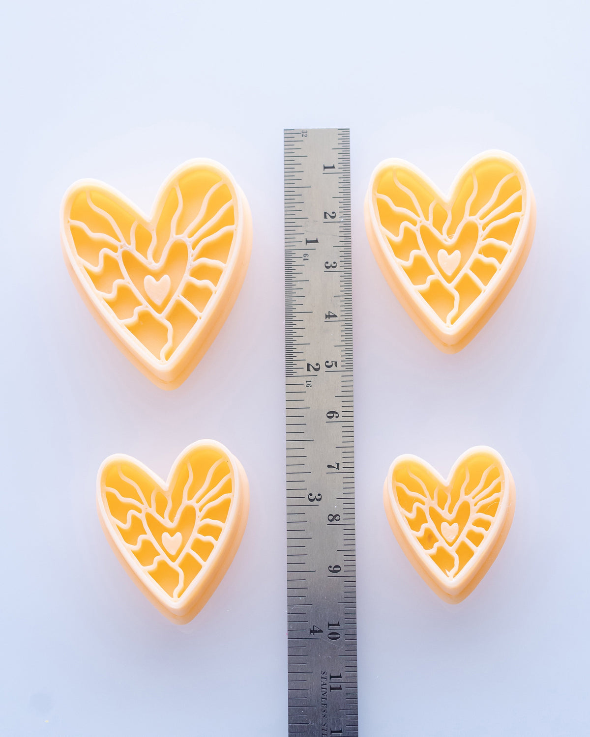 Boho Botanical Heart Imprint Clay Cutter – Size Reference