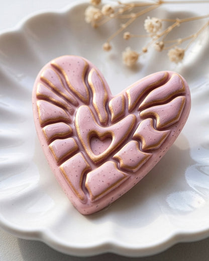 Boho Botanical Heart Imprint Clay Cutter – Detail