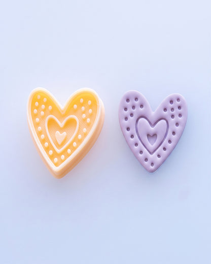 Boho Heart Clay Cutter Set – (C) Dotted Heart
