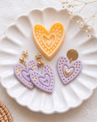 Boho Dotted Heart Imprint Clay Cutter – Hero