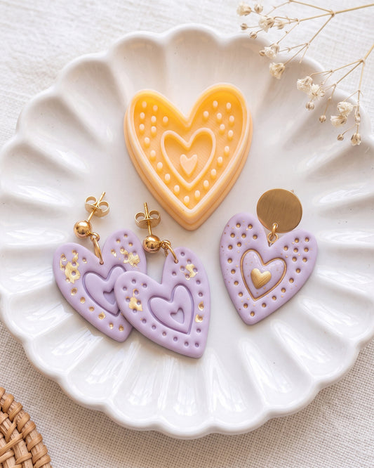 Boho Dotted Heart Imprint Clay Cutter – Hero
