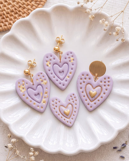 Boho Dotted Heart Imprint Clay Cutter – Finished Result