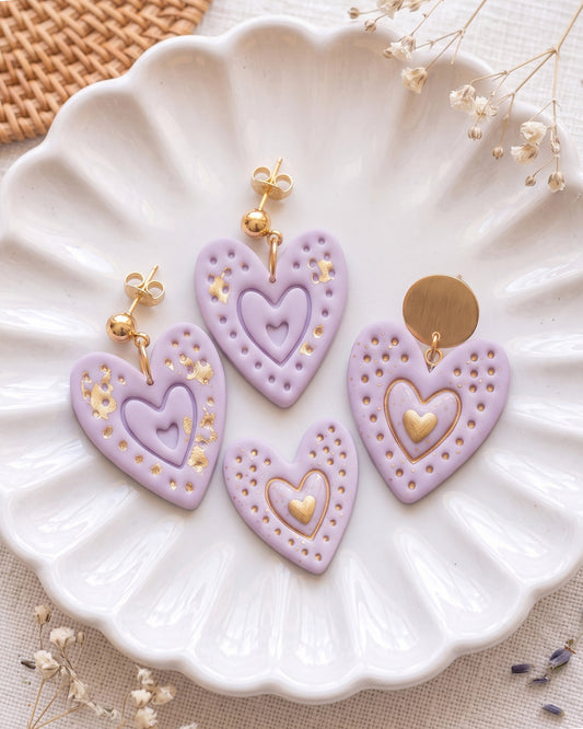 Boho Dotted Heart Imprint Clay Cutter – Finished Result