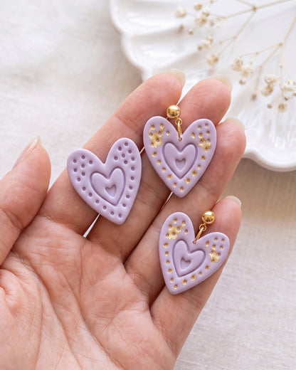 Boho Dotted Heart Imprint Clay Cutter – Hand Scale