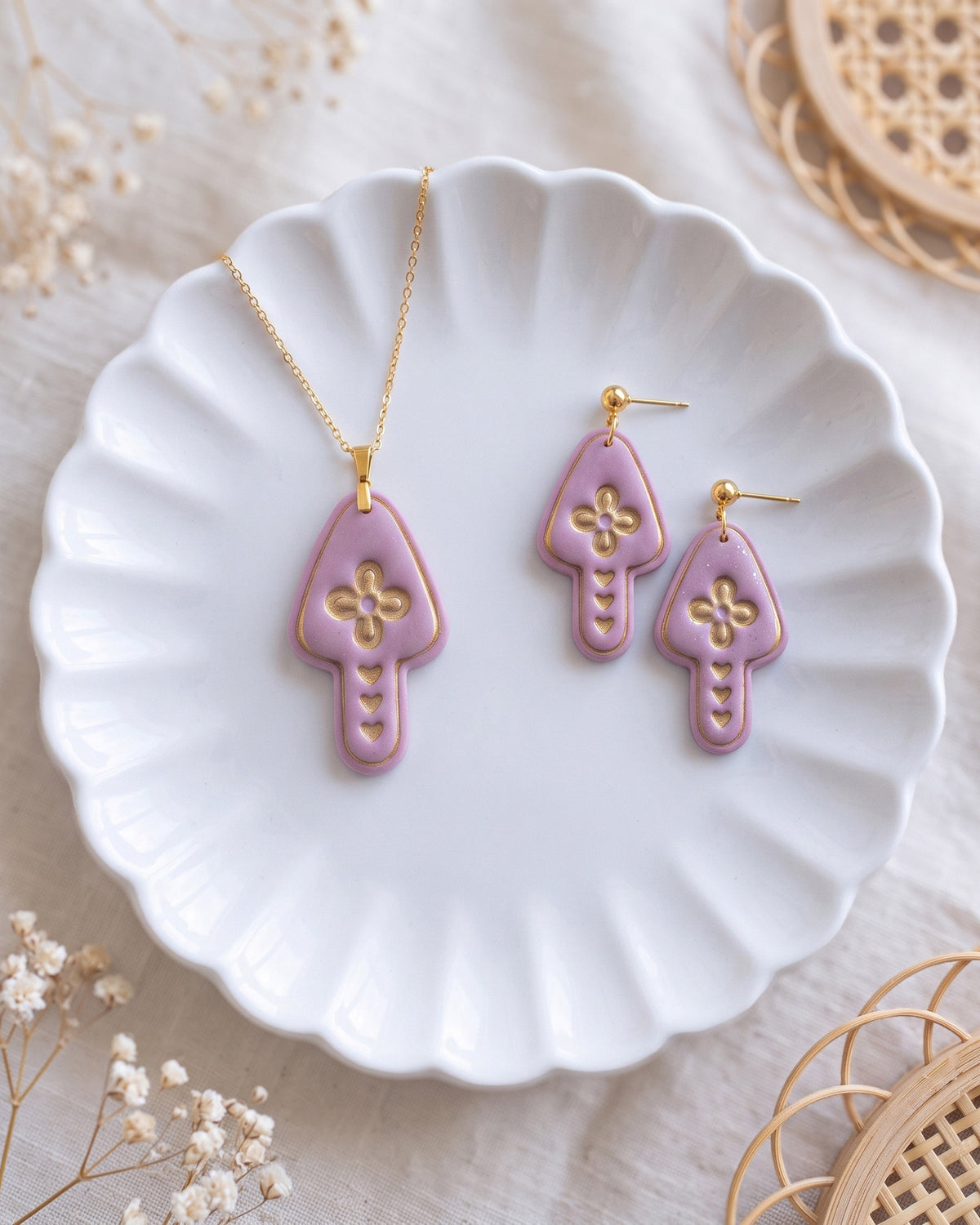 Scandi Folk Heart Mushroom Imprint Clay Cutter – Lifestyle