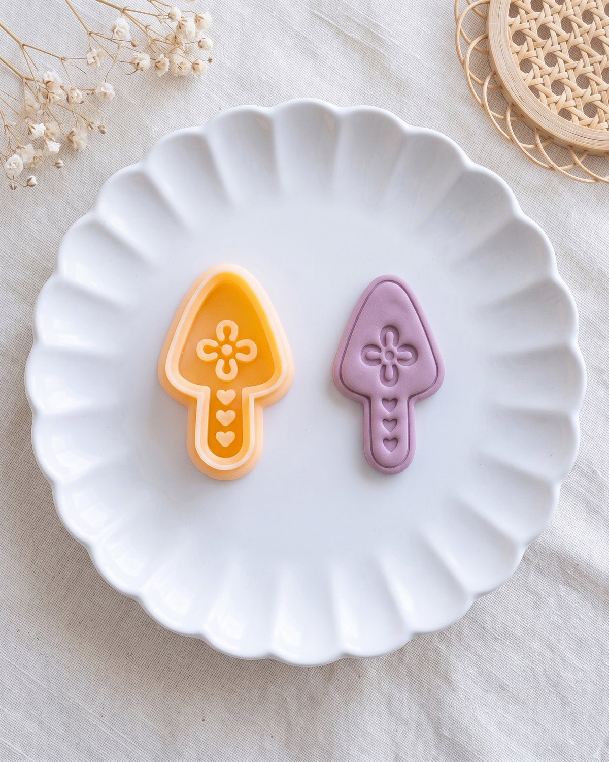 Scandi Folk Heart Mushroom Imprint Clay Cutter – Cutter to Result