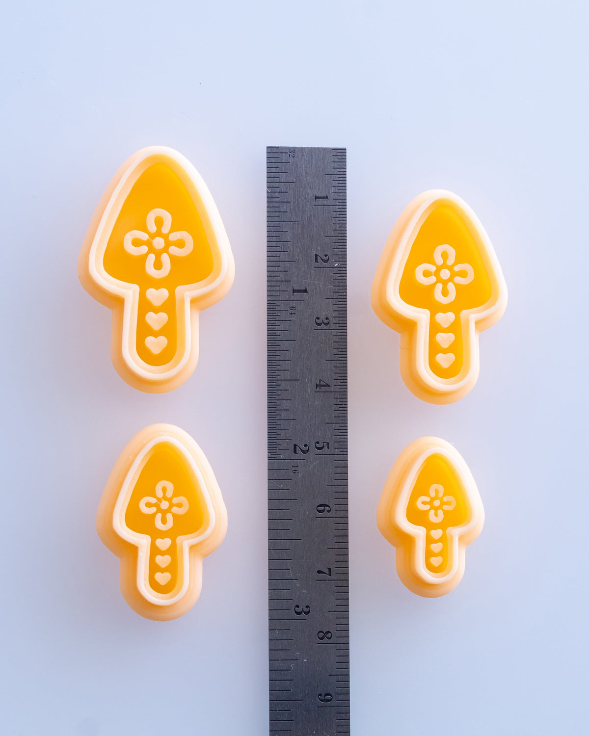 Scandi Folk Heart Mushroom Imprint Clay Cutter – Size Reference