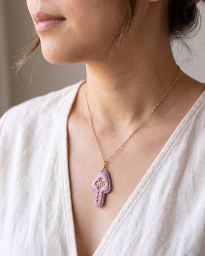 Scandi Folk Heart Mushroom Imprint Clay Cutter – Wear Shot