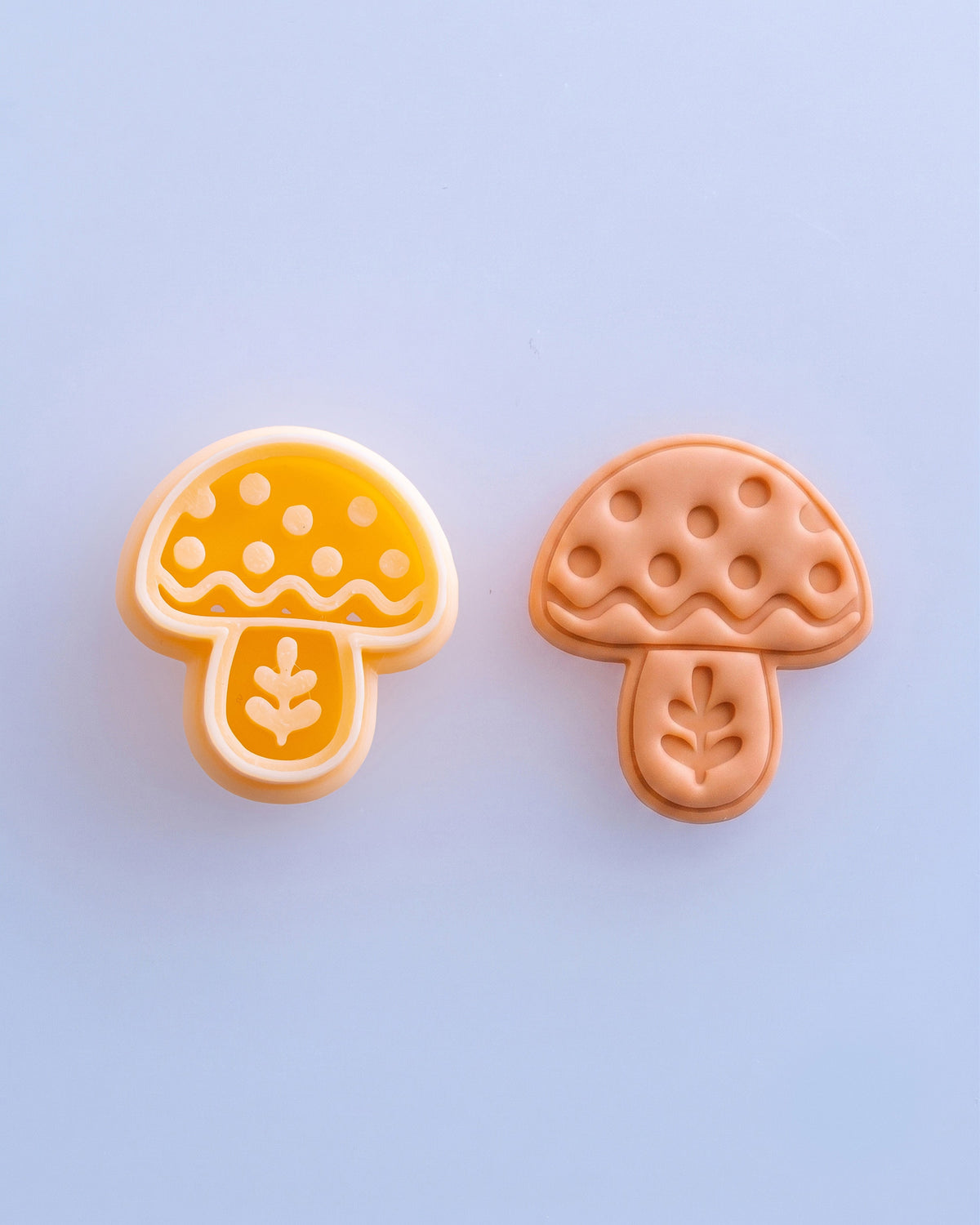 Scandi Folk Leaf Mushroom Imprint Clay Cutter – Process