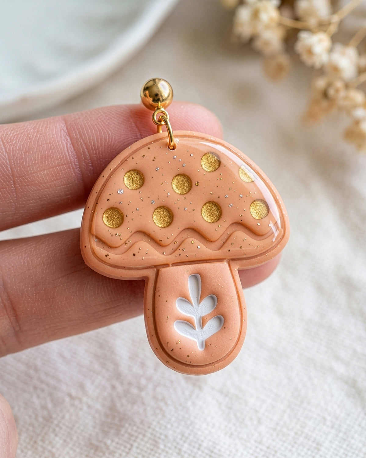 Scandi Folk Leaf Mushroom Imprint Clay Cutter – Hand Scale