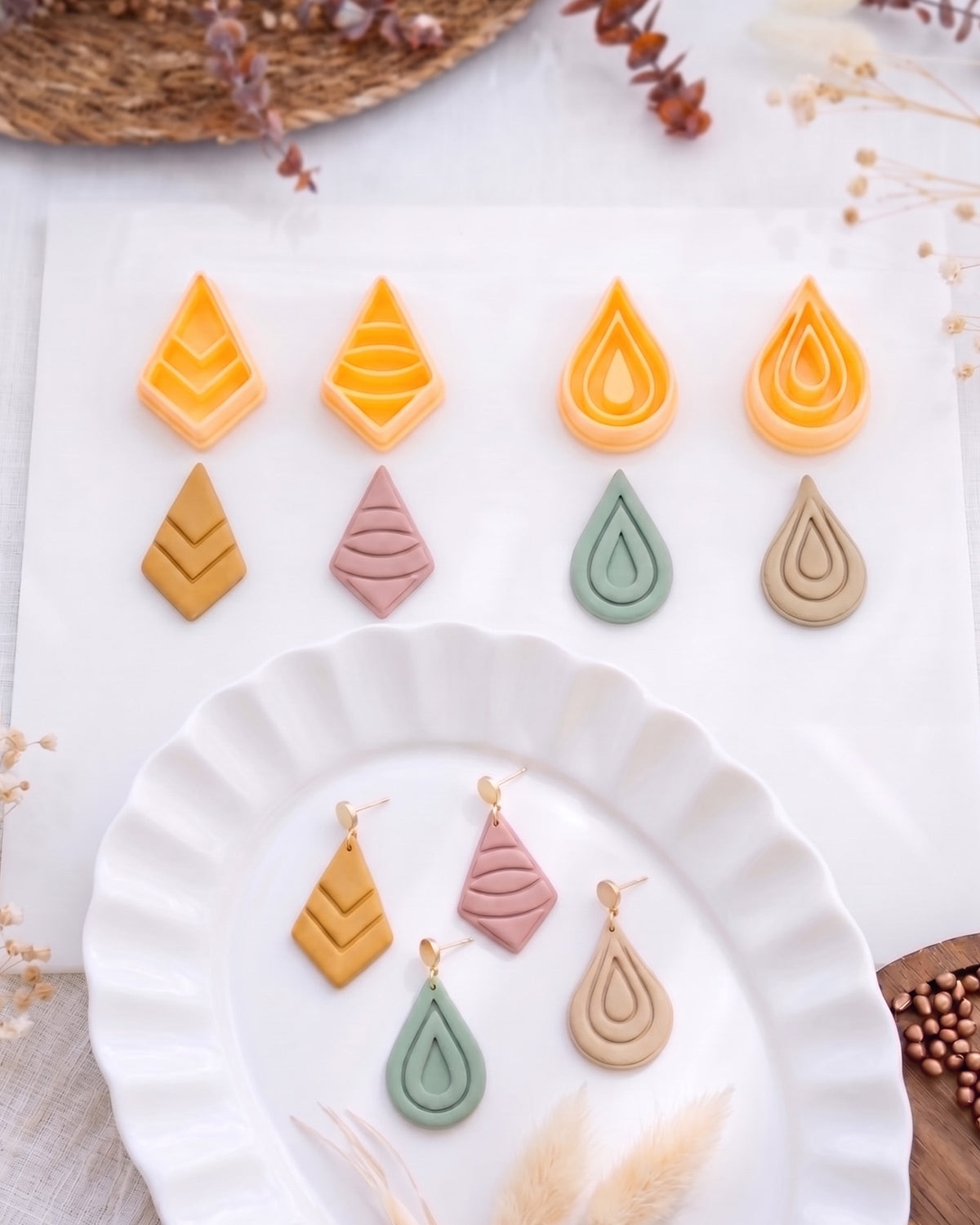Layered Teardrop Imprint Clay Cutter Set – Full Set