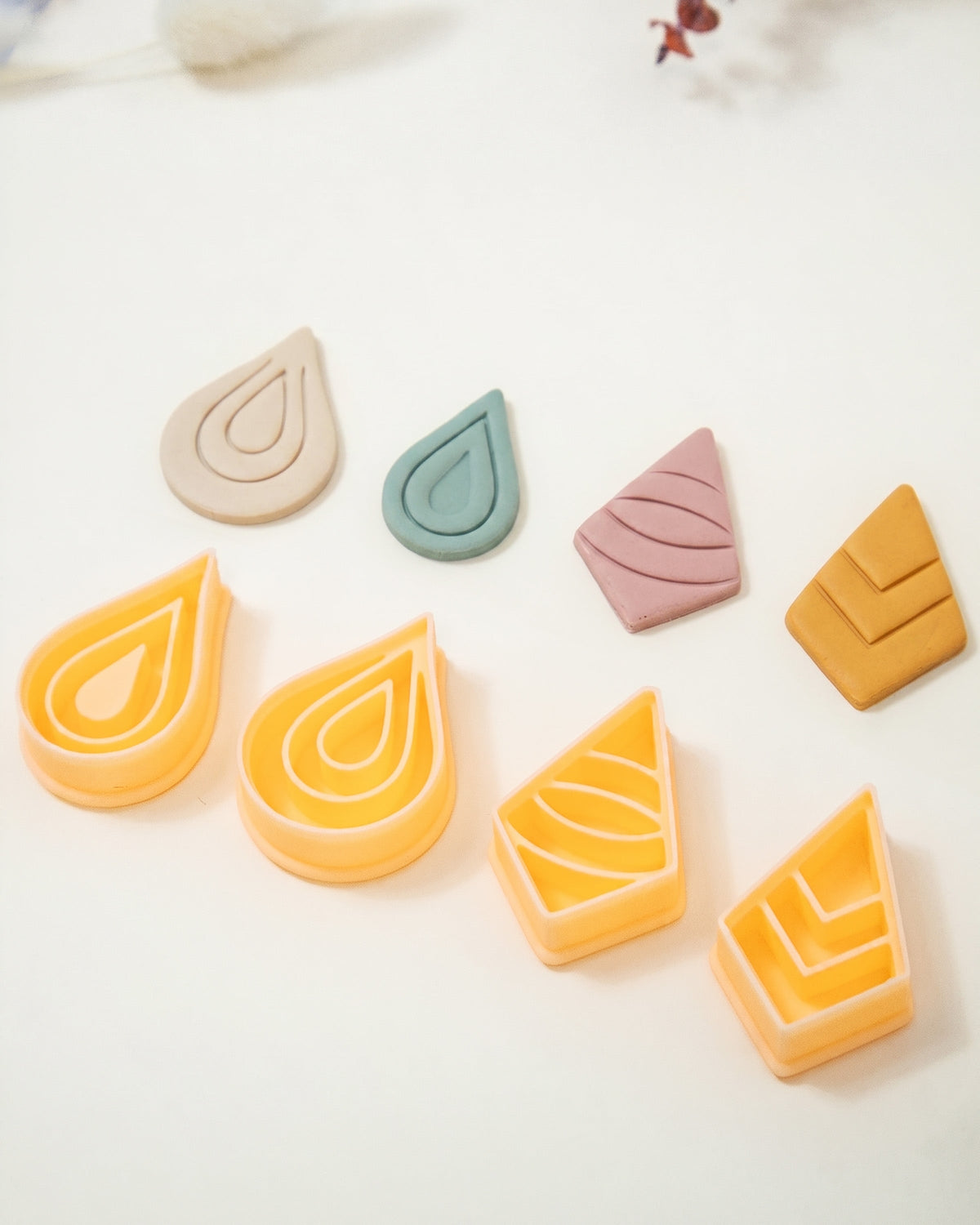 Layered Teardrop Imprint Clay Cutter Set – Full Set