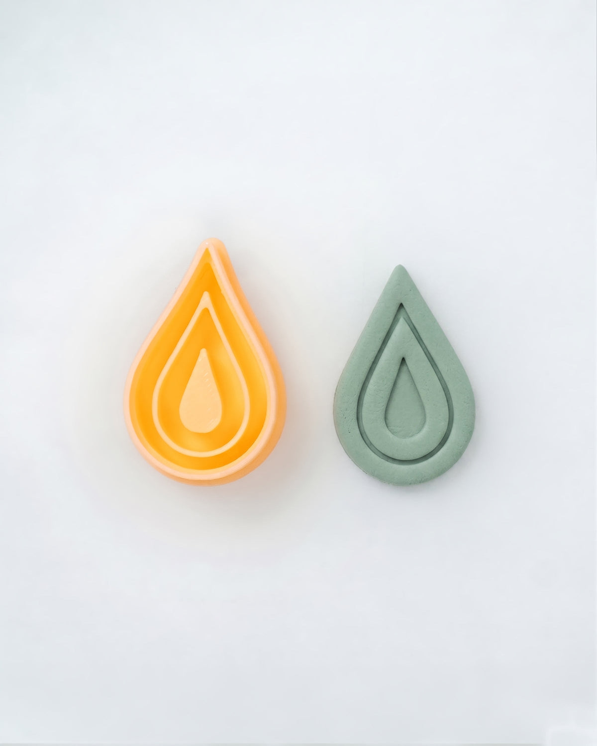 Layered Teardrop Imprint Clay Cutter Set – (C) Double Line