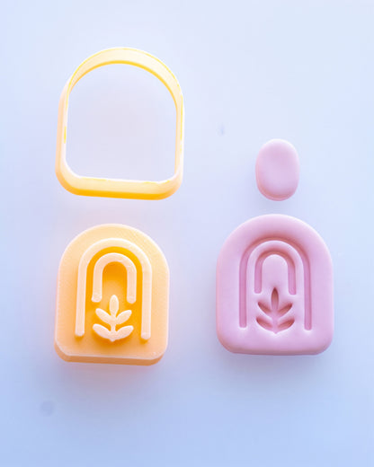 Boho Organic Mix & Match Imprint Clay Cutter Set – (B) Botanical Arch