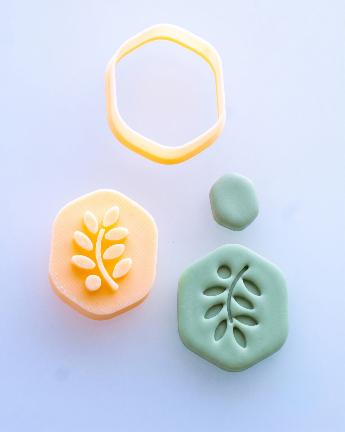 Boho Organic Mix & Match Imprint Clay Cutter Set – (D) Curved Sprig